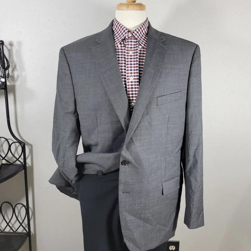 Lauren Ralph Lauren Men's Sport Coat Blazer Gray Natural Wool‎ Stretch Size 46L